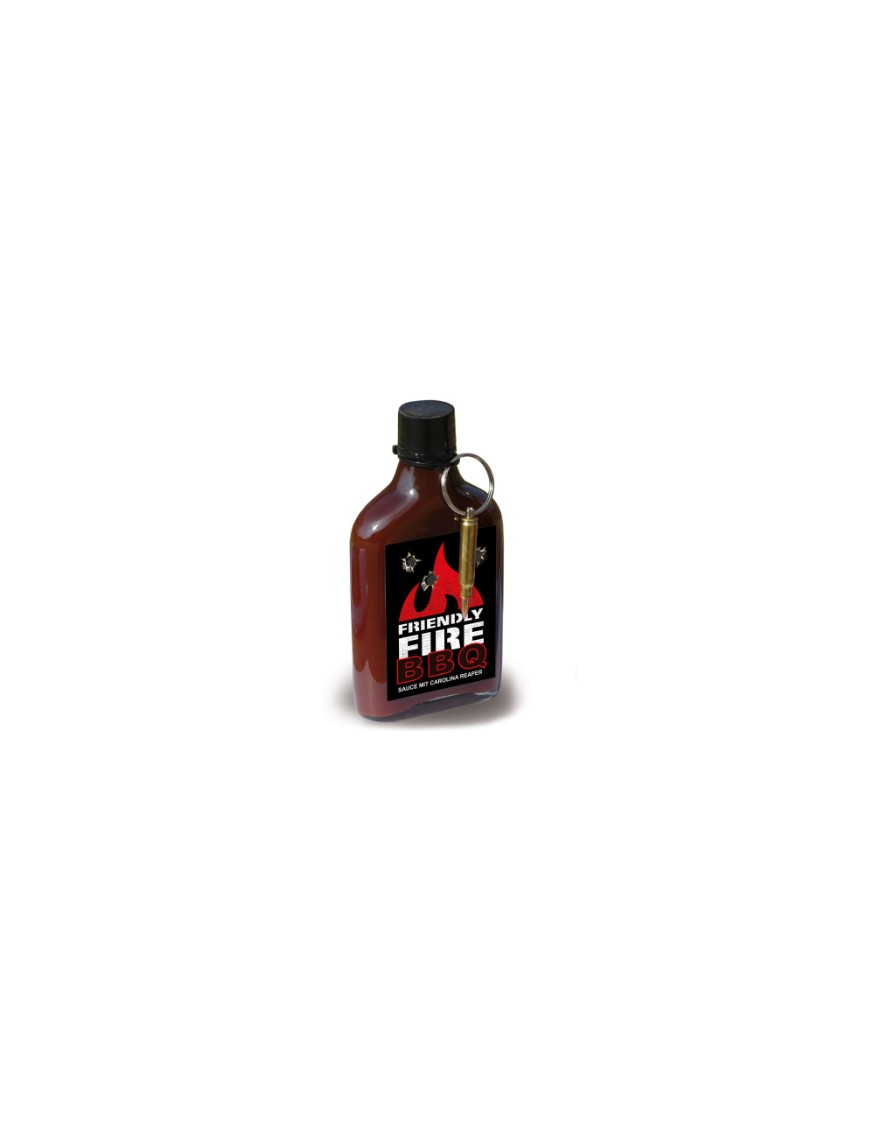 Scovillas FRIENDLY FIRE BBQ Sauce with real bullet, 247ml